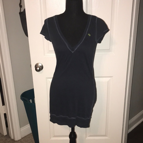 🖤VINTAGE ABERCROMBIE AND FITCH Y2K DARK NAVY HENLEY SHIRT TOP SIZE L🖤 - Picture 1 of 8